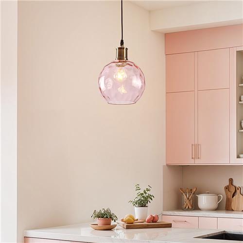 1-lichts hanglamp Verona - roze glas
