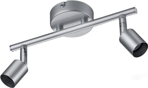 LED Plafondspot - Trion Pamo - GU10 Fitting - 2-lichts - Rond - Mat Titaan - Aluminium