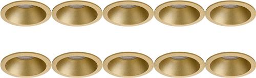 Spot Armatuur 10 Pack - Proma Pollon Pro - GU10 Inbouwspot - Rond - Goud - Aluminium - Verdiept - Ø82mm