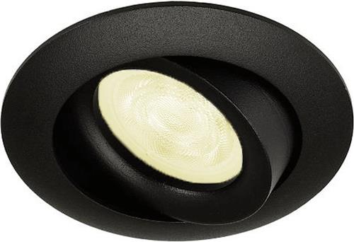 Inbouwspot Mees met Philips HUE White - spot - Zwart - rond - Voor binnen / woonkamer / keuken / slaapkamer - IP20 - GU10 - Buitendiameter: 81MM - boorgat: 70-75MM - min. Inbouwdiepte: 70MM