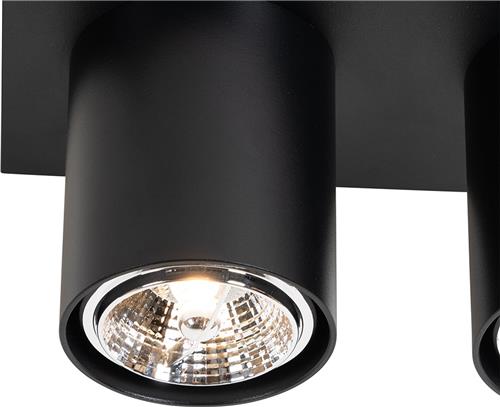 QAZQA tubo - Moderne Plafondspot | Spotje | Opbouwspot - 2 lichts - L 24 cm - Zwart - Woonkamer | Slaapkamer | Keuken