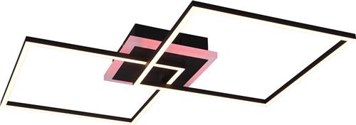 LED Plafondlamp - Torna Aruba - 35.5W - RGBW - Dimbaar - Afstandsbediening - Vierkant - Mat Zwart - Aluminium