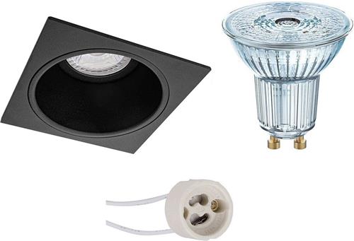 LED Spot Set - OSRAM Parathom PAR16 940 36D - Pragmi Minko Pro - GU10 Fitting - Dimbaar - Inbouw Vierkant - Mat Zwart - 3.7W - Natuurlijk Wit 4000K - Verdiept - 90mm