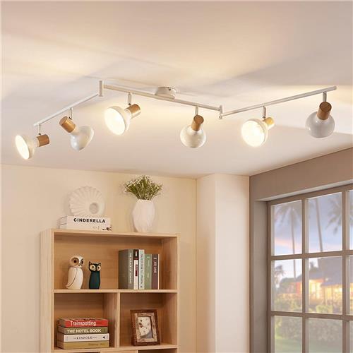 Lindby - buitenspot - 6lichts - metaal - H: 21.5 cm - E14 - wit, helder hout