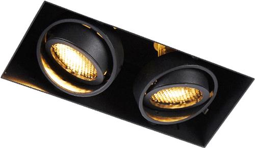QAZQA oneon honey 50 - Moderne Inbouwspot - 2 lichts - L 18.9 cm - Zwart - Woonkamer | Slaapkamer | Keuken