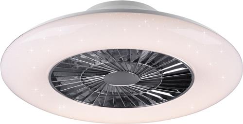 LED Plafondlamp met Ventilator - Plafondventilator - Torna Vison - 40W - Aanpasbare Kleur - Afstandsbediening - Dimbaar - Rond - Mat Chroom - Kunststof