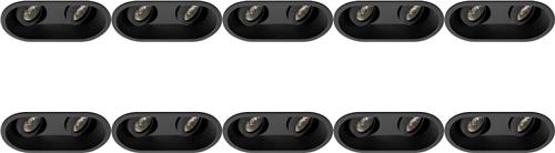 Spot Armatuur 10 Pack - Proma Zano Pro - GU10 Inbouwspot - Ovaal Dubbel - Zwart - Aluminium - Kantelbaar - 185x93mm