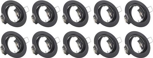 Spot Armatuur 10 Pack - Trion - GU10 Inbouwspot - Rond - Zwart - Aluminium - Kantelbaar Ø83mm