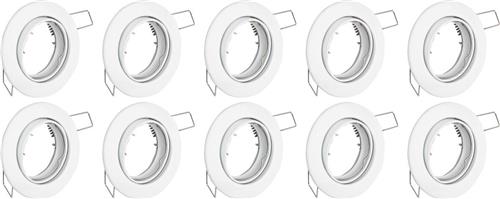 Spot Armatuur 10 Pack - GU10 Inbouwspot - Rond - Wit - Aluminium - Kantelbaar Ø82mm