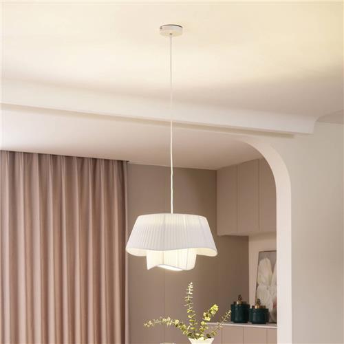 Lindby - Hanglamp - 1licht - IJzer, textiel - E27 - wit