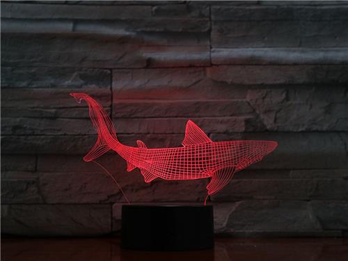 3D Led Lamp Met Gravering - RGB 7 Kleuren - Haai