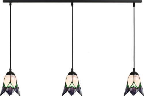 Art Deco Trade - 3 x Tiffany Lovely Flower Purple aan plafondbalk