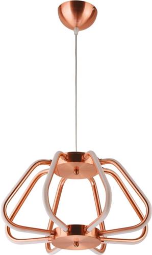 LED Hanglamp - Phoena - Industrieel - 38W - Natuurlijk Wit 4000K - Ovaal - Mat Koper Aluminium