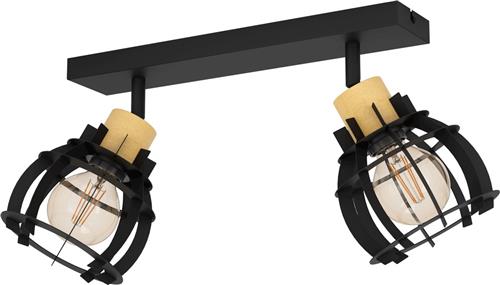 EGLO Stillington 1 Spot - E27 - 42 cm - Zwart/Bruin - Hout/Staal