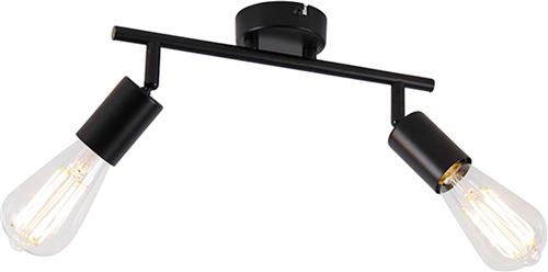 QAZQA facil - Moderne Plafondspot | Spotje | Opbouwspot - 2 lichts - L 30 cm - Zwart - Woonkamer | Slaapkamer | Keuken