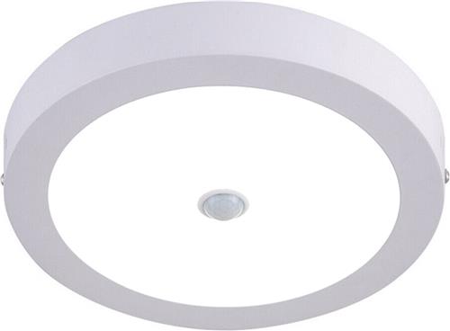 LED Downlight - Facto Dury - PIR Bewegingssensor 360° + Dag en Nacht Sensor - 24W - Helder/Koud Wit 5700K - Opbouw - Rond - Mat Wit - OSRAM LEDs