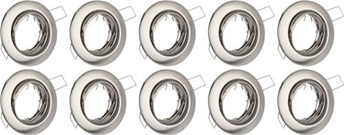 Spot Armatuur 10 Pack - GU10 Inbouwspot - Rond - Chroom - Aluminium - Kantelbaar Ø82mm