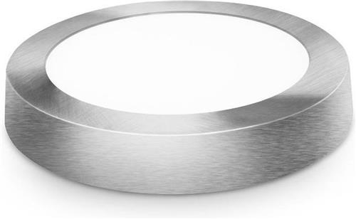 LED plafondlamp - 12cm - opbouw rond - Warm wit - zilver - 6W