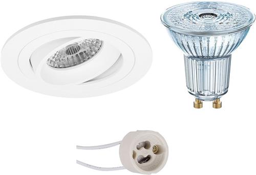 LED Spot Set - OSRAM Parathom PAR16 940 36D - Proma Alpin Pro - GU10 Fitting - Dimbaar - Inbouw Rond - Mat Wit - 3.7W - Natuurlijk Wit 4000K - Kantelbaar Ø92mm