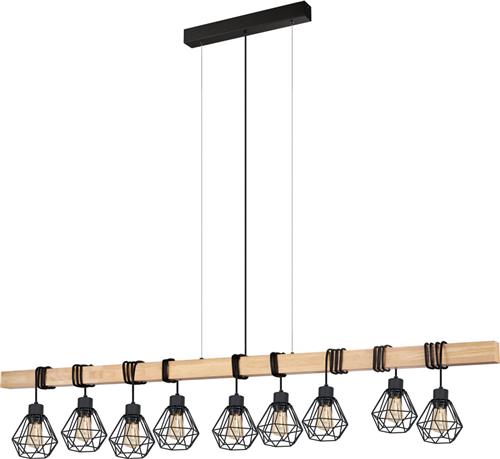 EGLO Townshend 5 Hanglamp - E27 - 150 cm - Zwart/Bruin - FSC Hout