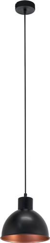 EGLO Truro 1 Hanglamp - E27 - Ø 21 cm - Zwart/Koper