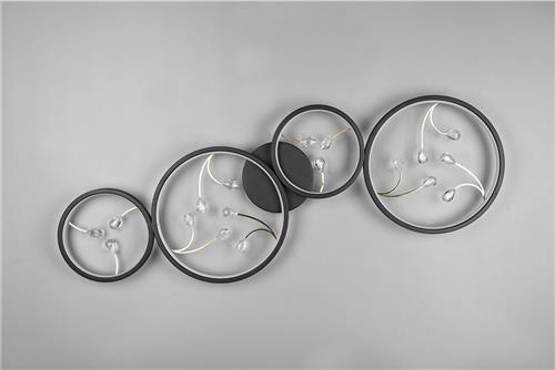 LED Plafondlamp - Plafondverlichting - Torna Moovy - 37W - Warm Wit 3000K - Dimbaar - Rechthoek - Mat Zwart - Aluminium