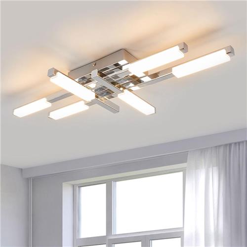 Lindby - Plafondlamp badkamer - 6lichts - acryl, metaal - H: 8.1 cm - wit, chroom - Inclusief lichtbronnen