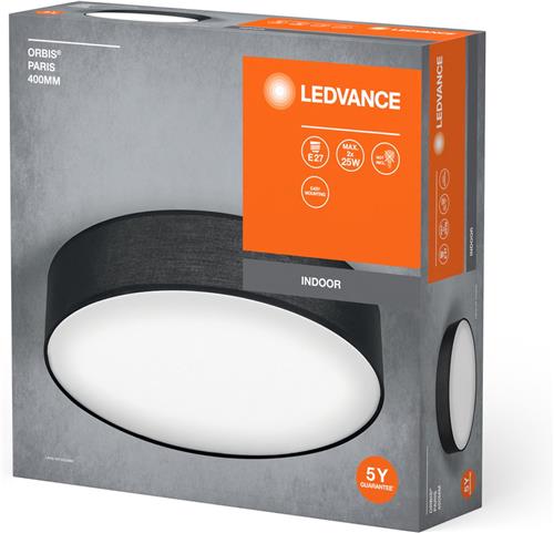 LEDVANCE ORBIS PARIS plafondlamp 400mm, zwart, 2XE27