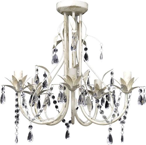 vidaXL - Kristallen - kroonluchter - met - wit - elegant - design - (5 - lampen)