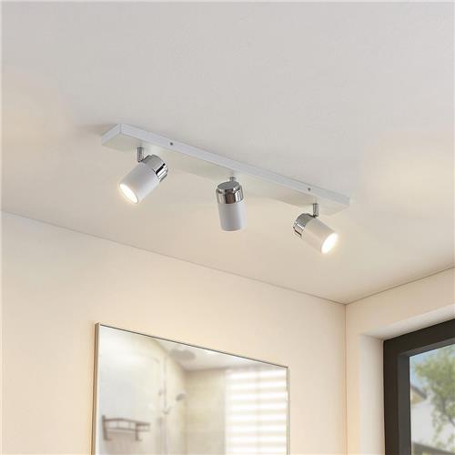 Lindby - buitenspot - 3lichts - metaal, glas - H: 10.5 cm - GU10 - wit, chroom, mat