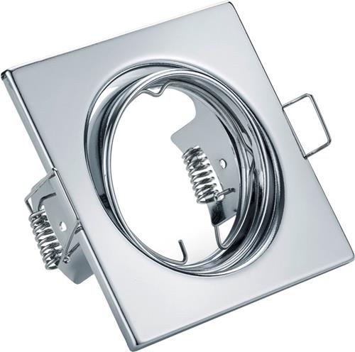 Spot Armatuur GU10 - Trion - GU10 Inbouwspot - Vierkant - Chroom - Aluminium - Kantelbaar 80mm