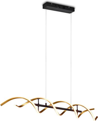 LED Hanglamp - Hangverlichting - Torna Sarina - 45W - Aanpasbare Kleur - Dimbaar - Rechthoek - Mat Goud - Aluminium