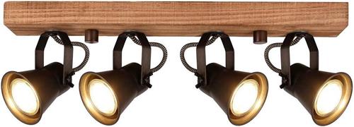 Lindby - halogeen spot - 4lichts - metaal, hout - H: 14 cm - GU10 - bruin, zwart