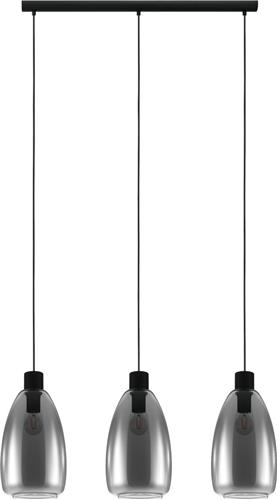 EGLO Chelvey Hanglamp - E27 - 89,5 cm - Glas, metaal - Zwart