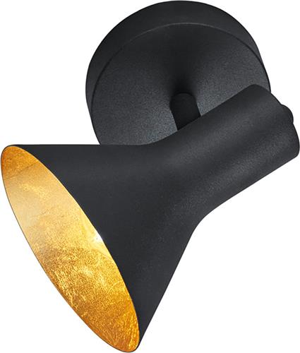 LED Plafondspot - Torna Nana - E14 Fitting - 1-lichts - Rond - Mat Zwart/Goud - Aluminium