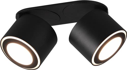 LED Plafondspot - Trion Tarus - 8W - Warm Wit 3000K - 2-lichts - Rond - Mat Zwart - Aluminium