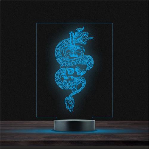 Led Lamp Met Gravering - RGB 7 Kleuren - Doodskop Slang