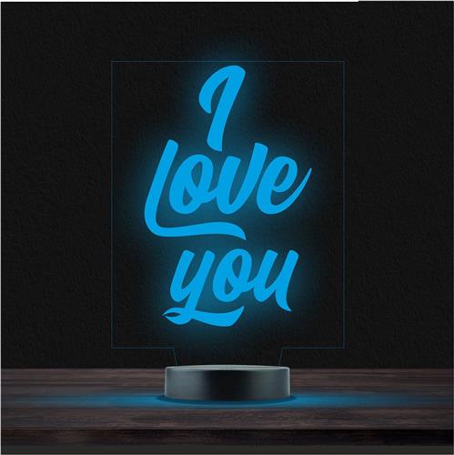 Led Lamp Met Gravering - RGB 7 Kleuren - I Love You
