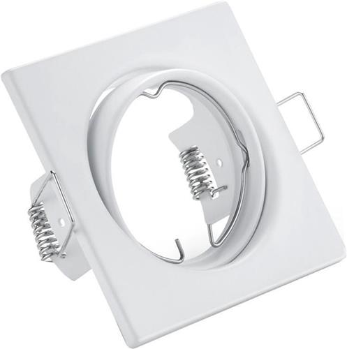 Spot Armatuur GU10 - Trion - GU10 Inbouwspot - Vierkant - Wit - Aluminium - Kantelbaar 80mm