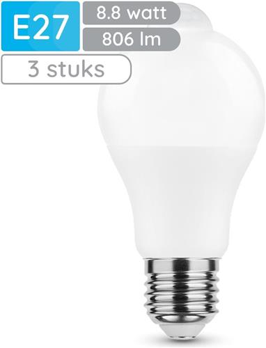 Modee Smart E27 LED Lamp 8.8W Bewegingssensor - 806lm - 4000K - Neutraal Wit - Globe A60 - Vervangt 60W Halogeen Gloeilamp - 3 stuks