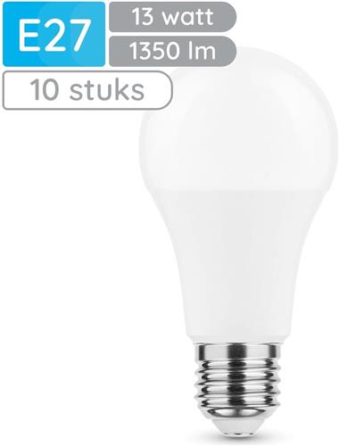 Modee E27 LED Lamp 13W - 1350lm - 2700K - Warm Wit - LED Globe A60 - Vervangt 91W Halogeen Gloeilamp - 10 stuks