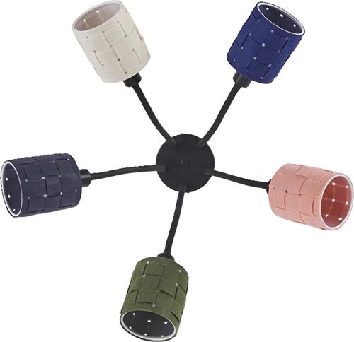 LEDVANCE plafondlamp 5-lamps Decor Felt Weaving Cans van vilt en metaal, E14, 630mm lengte , warme lichteffecten dankzij de geweven kap, duurzaam dankzij vervangbare lichtbron, eenvoudig te installeren