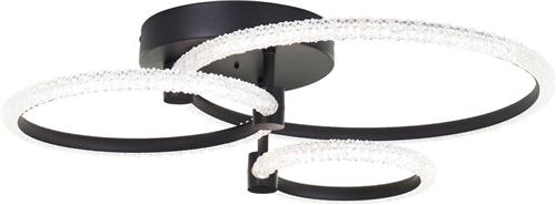 Brilliant Aydin - Plafondlamp - Crystal LED 30W - Zwart - Met afstandsbediening