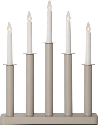 Star Trading kandelaar Plaat, beige, metaal, 5-vlam, hout, 45cm