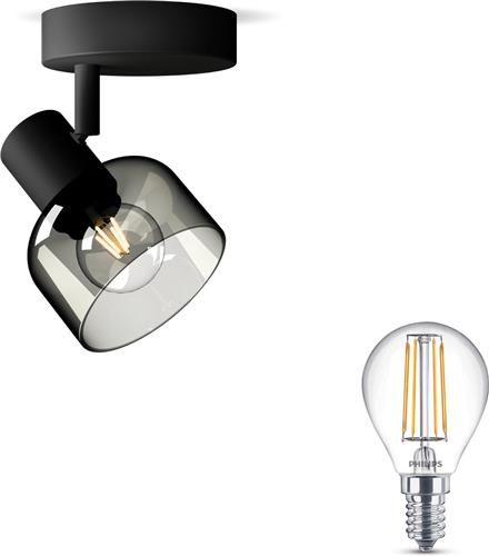 Philips Sleet Opbouwspot (Zwart) - Warmwit Licht - Wandspot of Plafondspot met 1 Lichtpunt - E14 - Niet Dimbaar