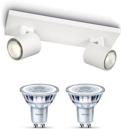 Philips Runner Opbouwspot (Wit) - Warmwit Licht - Plafondspot met 2 Lichtpunten - GU10 - Niet Dimbaar