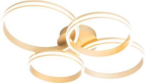 QAZQA navara - Design Dimbare LED Plafondlamp met Dimmer - 4 lichts - L 780 mm - Goud/messing - Woonkamer | Slaapkamer | Keuken
