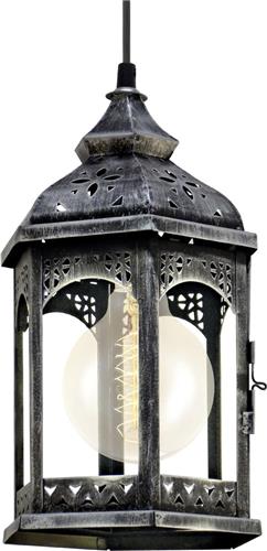 EGLO Vintage Redford 1 - Hanglamp - 1 Lichts - Antiek Zilver - Helder Glas