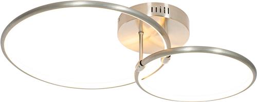 QAZQA joaniqa - Moderne Dimbare LED Plafondlamp met Dimmer - 2 lichts - L 61.8 cm - Staal - Woonkamer | Slaapkamer | Keuken