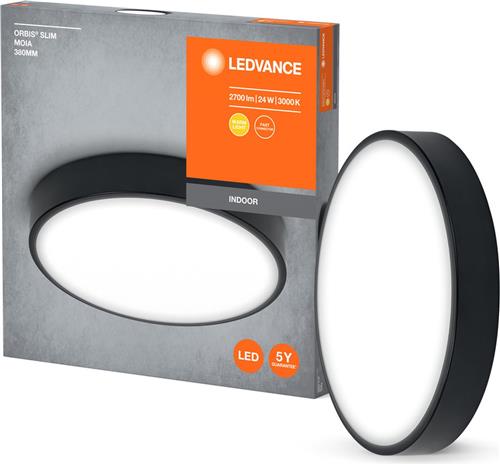 LEDVANCE ORBIS Slim Moia plafondlamp, zwart, 24W, 2600lm